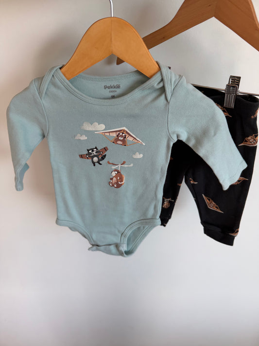Flying Animals Bodysuit + Pants Set / 6m