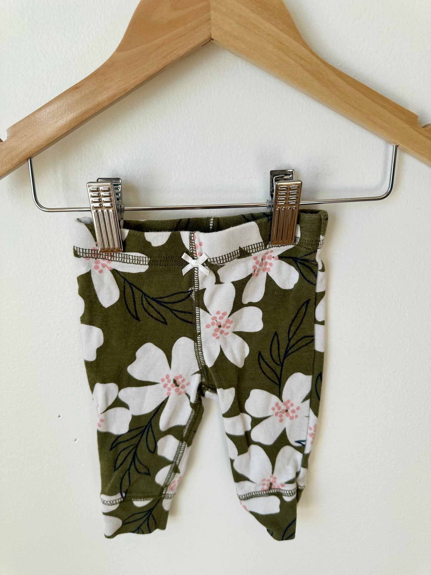 Olive Floral Pants / 3m