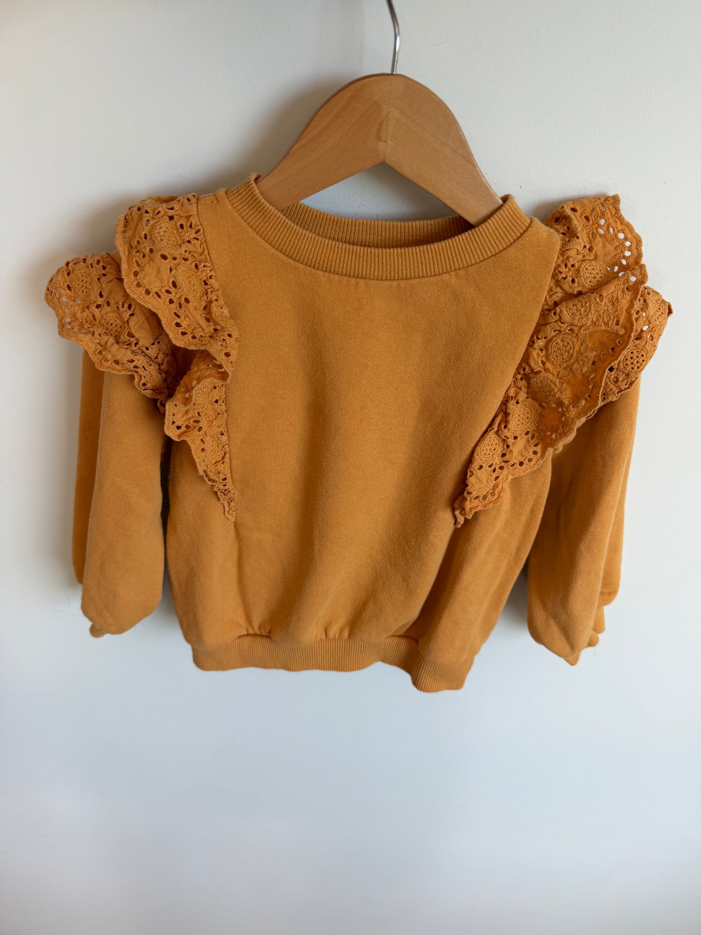 H&M Marigold Ruffle Eyelet Crewneck (PLAY) / 2-3T
