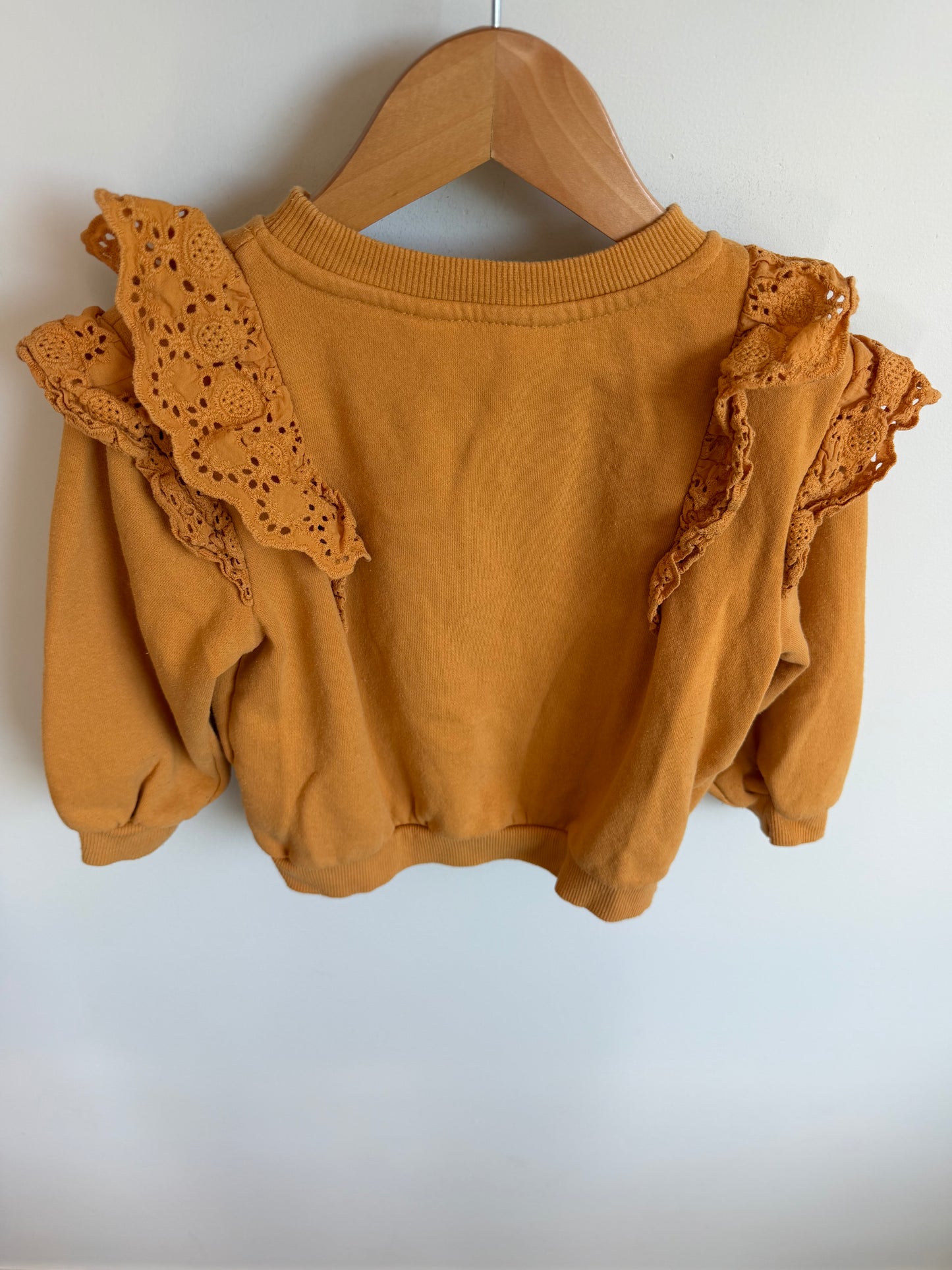 H&M Marigold Ruffle Eyelet Crewneck (PLAY) / 2-3T