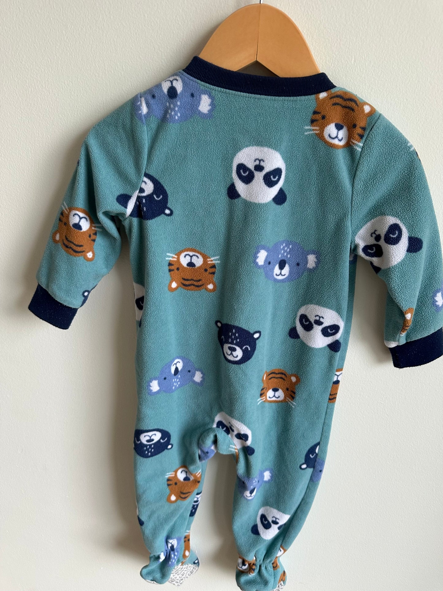 Fleece Teal Animal Faces Sleeper / 18m