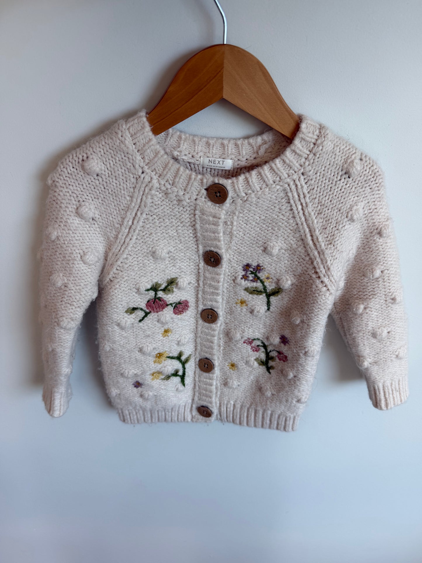 Thick Knit Embroidered Floral Cardigan / 2T