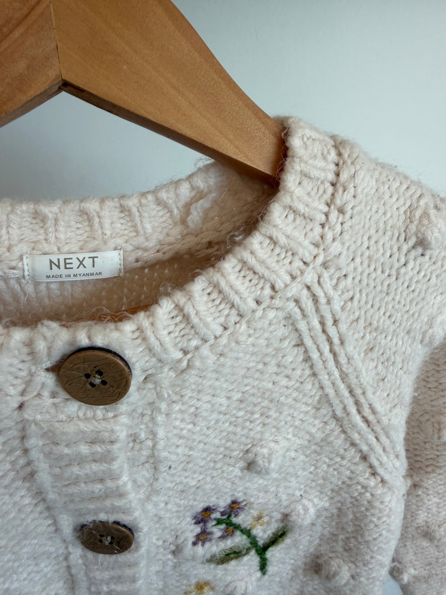 Thick Knit Embroidered Floral Cardigan / 2T