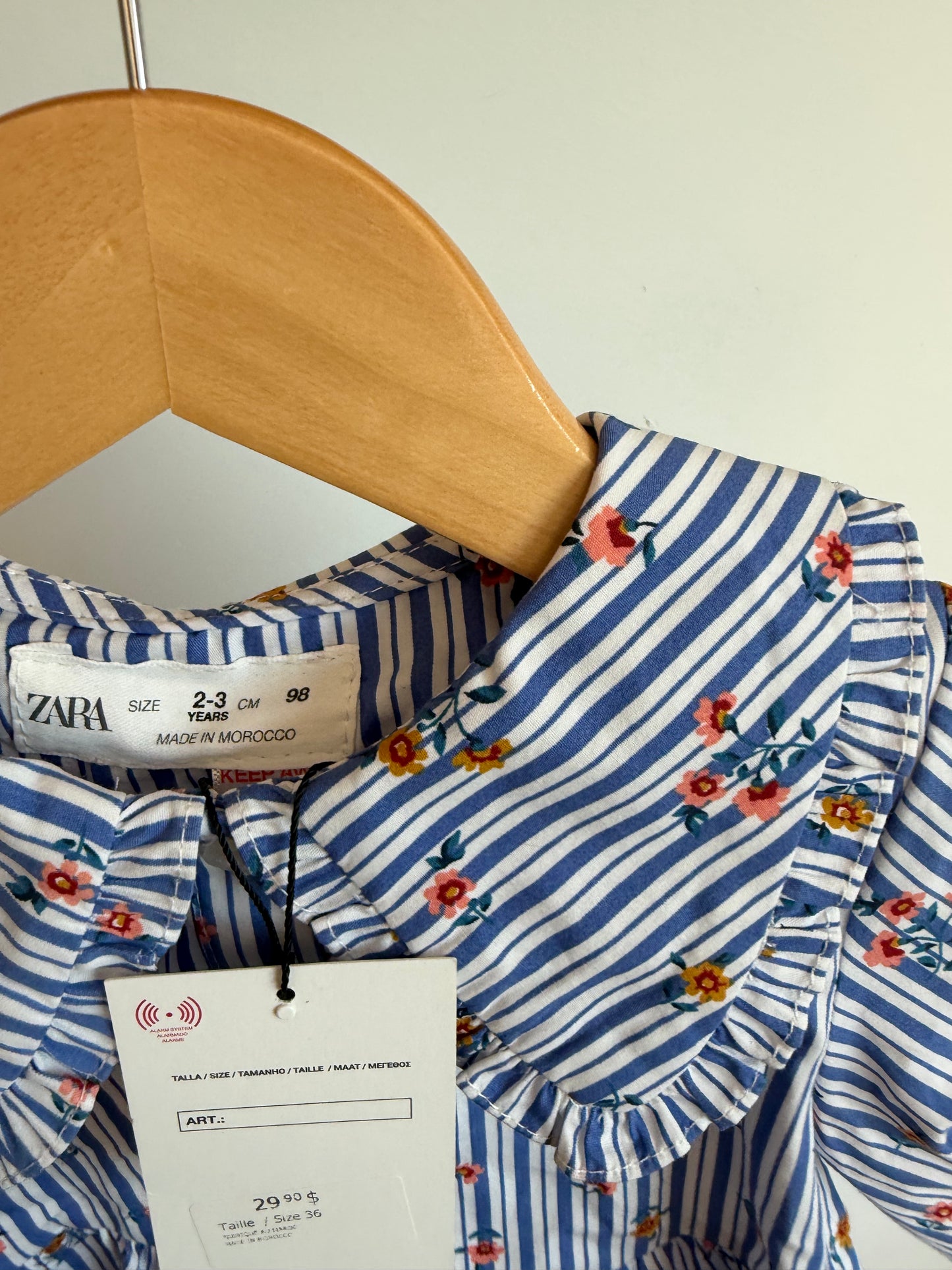 Zara Floral Vertical Stripe Peplum Top (With tags) / 2-3T