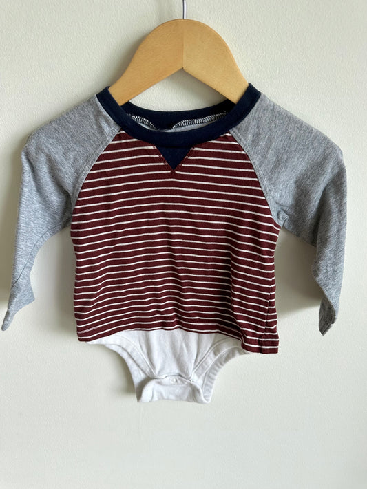 Maroon Stripe + Grey Bodysuit with Shirt / 12-18m