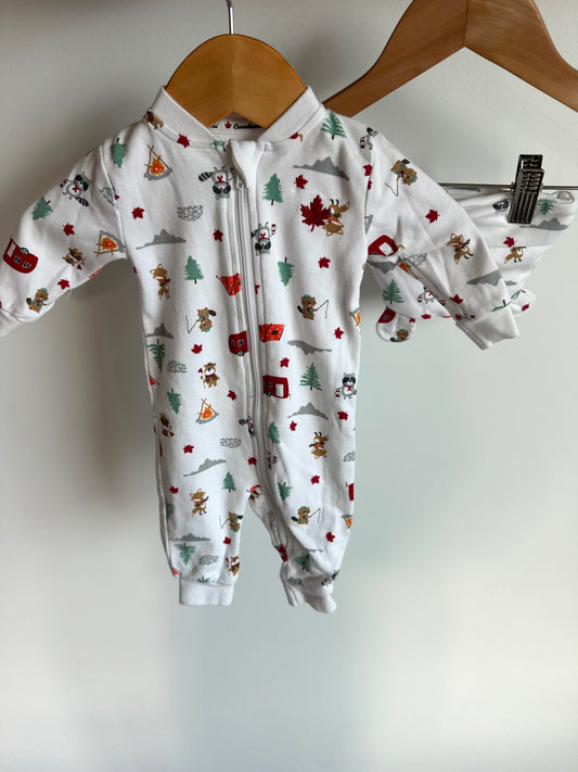 Newborn Woodland Zip Sleeper + Toque Set / 0m