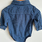 Blue Checkered Long Sleeve Bodysuit / 12-18m