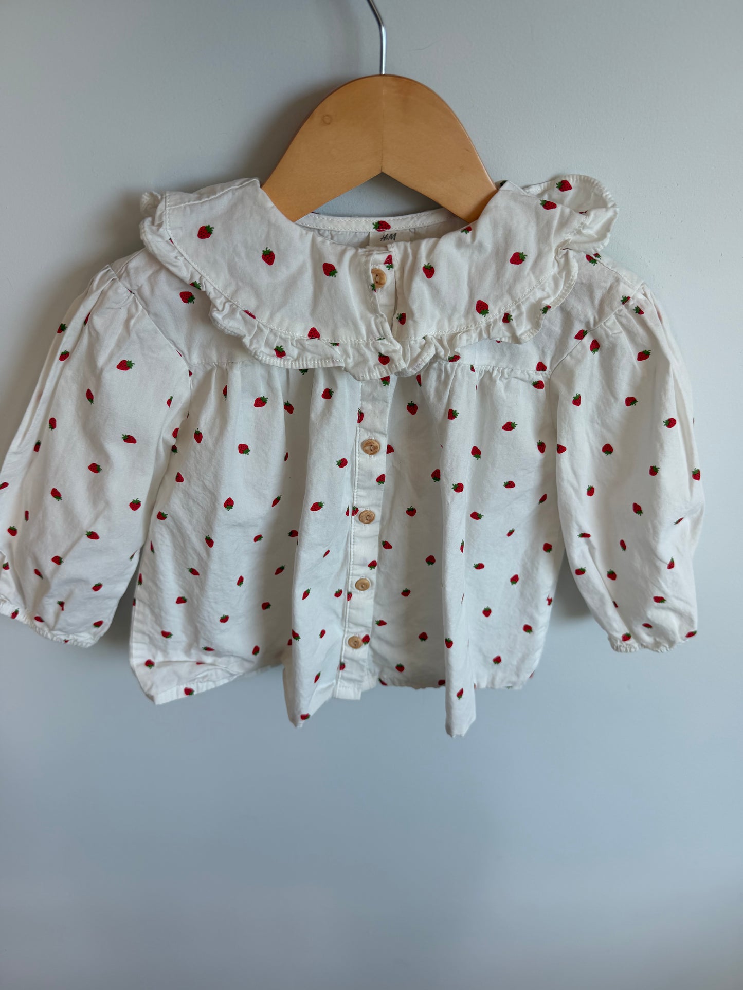 Collared Strawberry Long Sleeve Top / 18m-2T