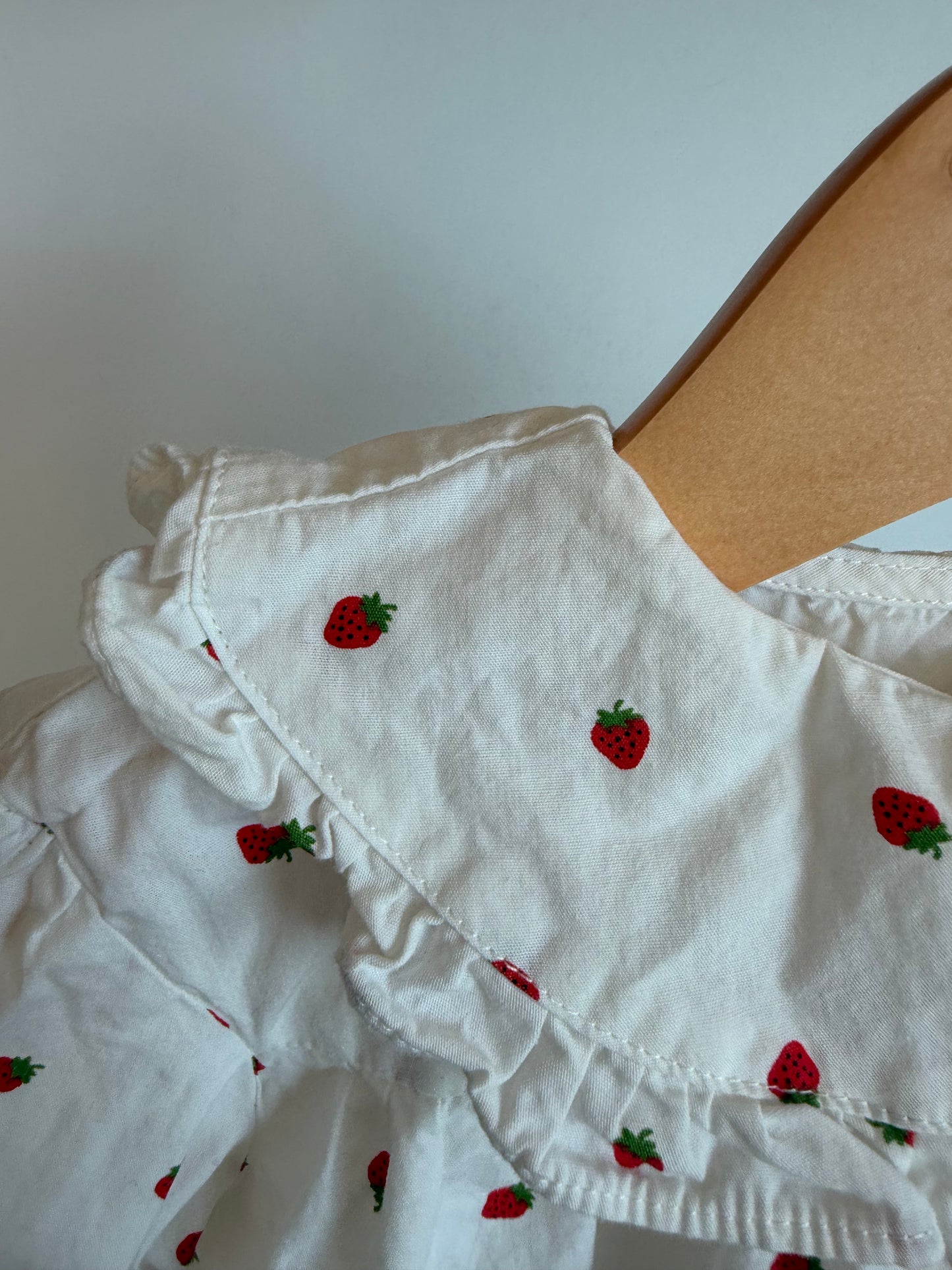Collared Strawberry Long Sleeve Top / 18m-2T