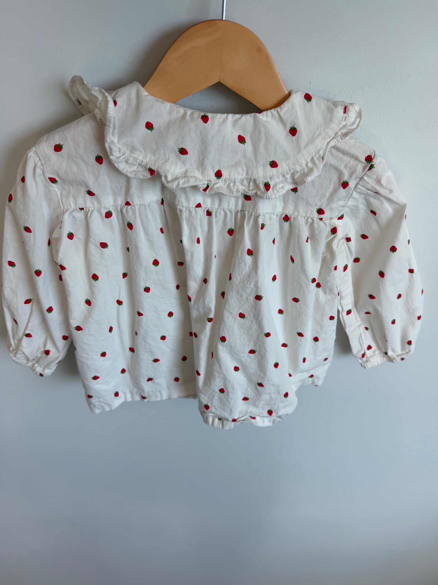 Collared Strawberry Long Sleeve Top / 18m-2T