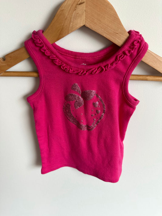 Pink Sparkly Strawberry Top / 6-9m