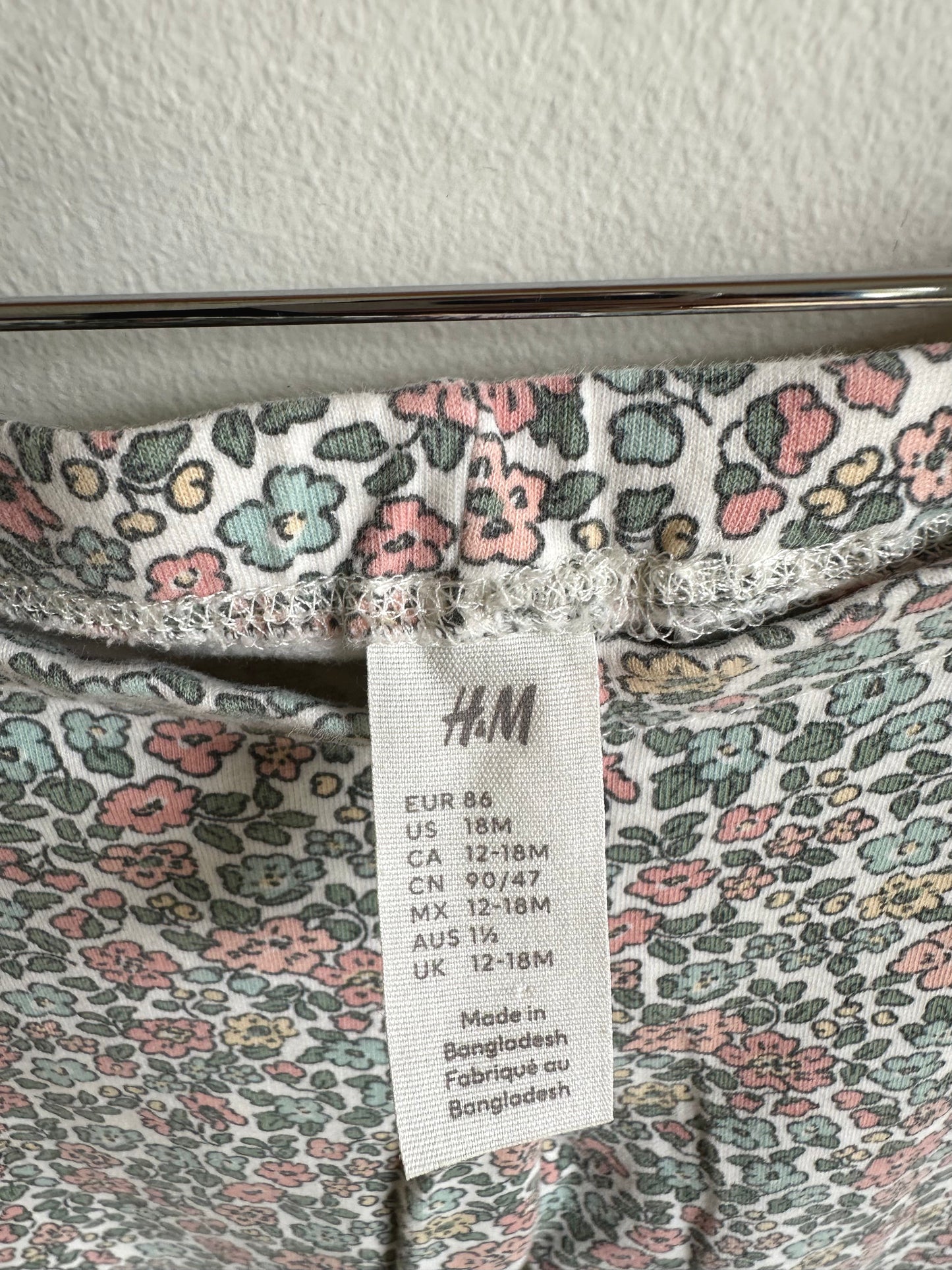 H&M Muted Floral Leggings / 12-18m