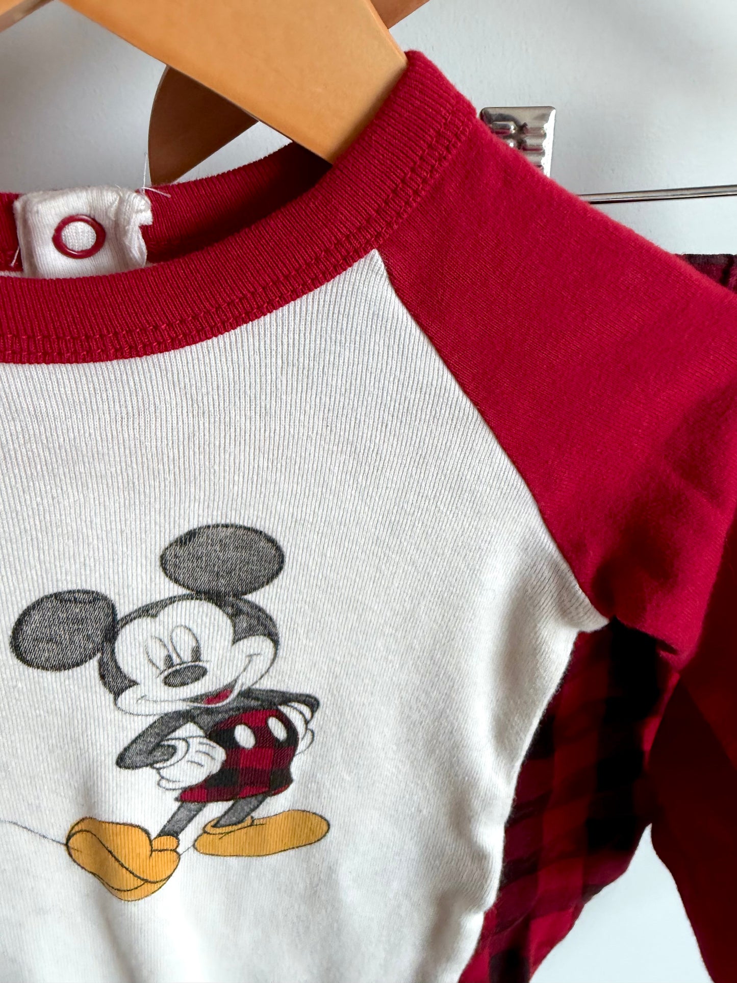 Red Long Sleeve Mickey Mouse Bodysuit + Pants Set / 12-18m