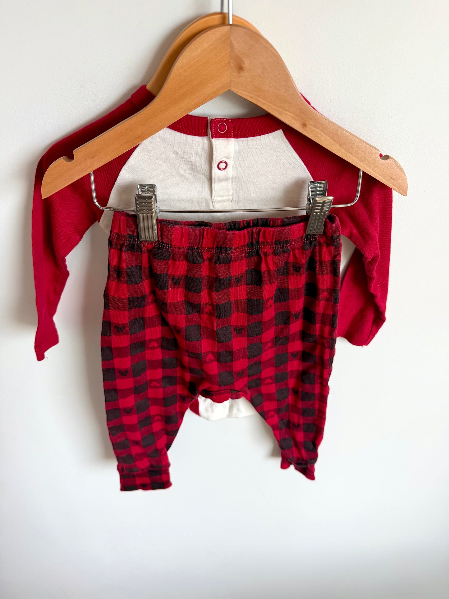 Red Long Sleeve Mickey Mouse Bodysuit + Pants Set / 12-18m