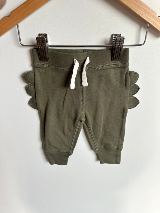 Olive Dino Spike Pants / 0-3m