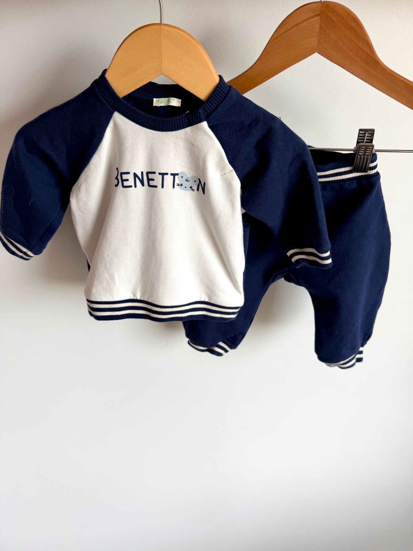 Benetton Blue + White Sweatsuit / 3-6m
