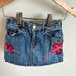 Jean Skirt with Embroidered Flowers / 12-18m