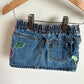 Jean Skirt with Embroidered Flowers / 12-18m