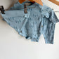 Organic Cotton Blue Trees Bodysuit, Pants + Hat Set / 0-3m