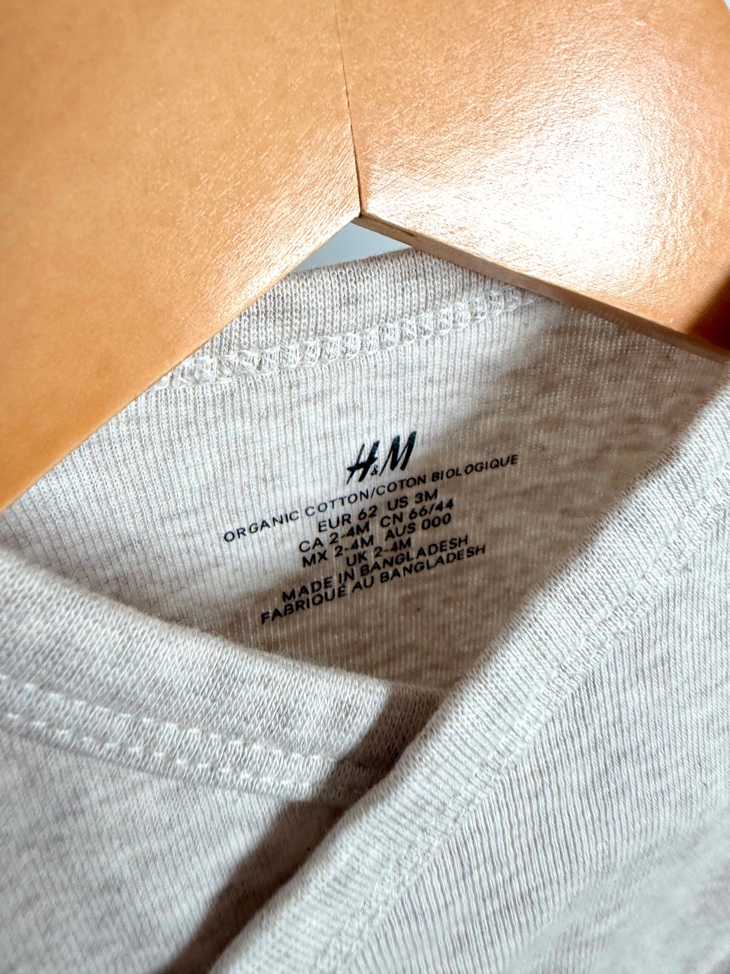 H&M Tan Organic Bodysuit / 2-4m