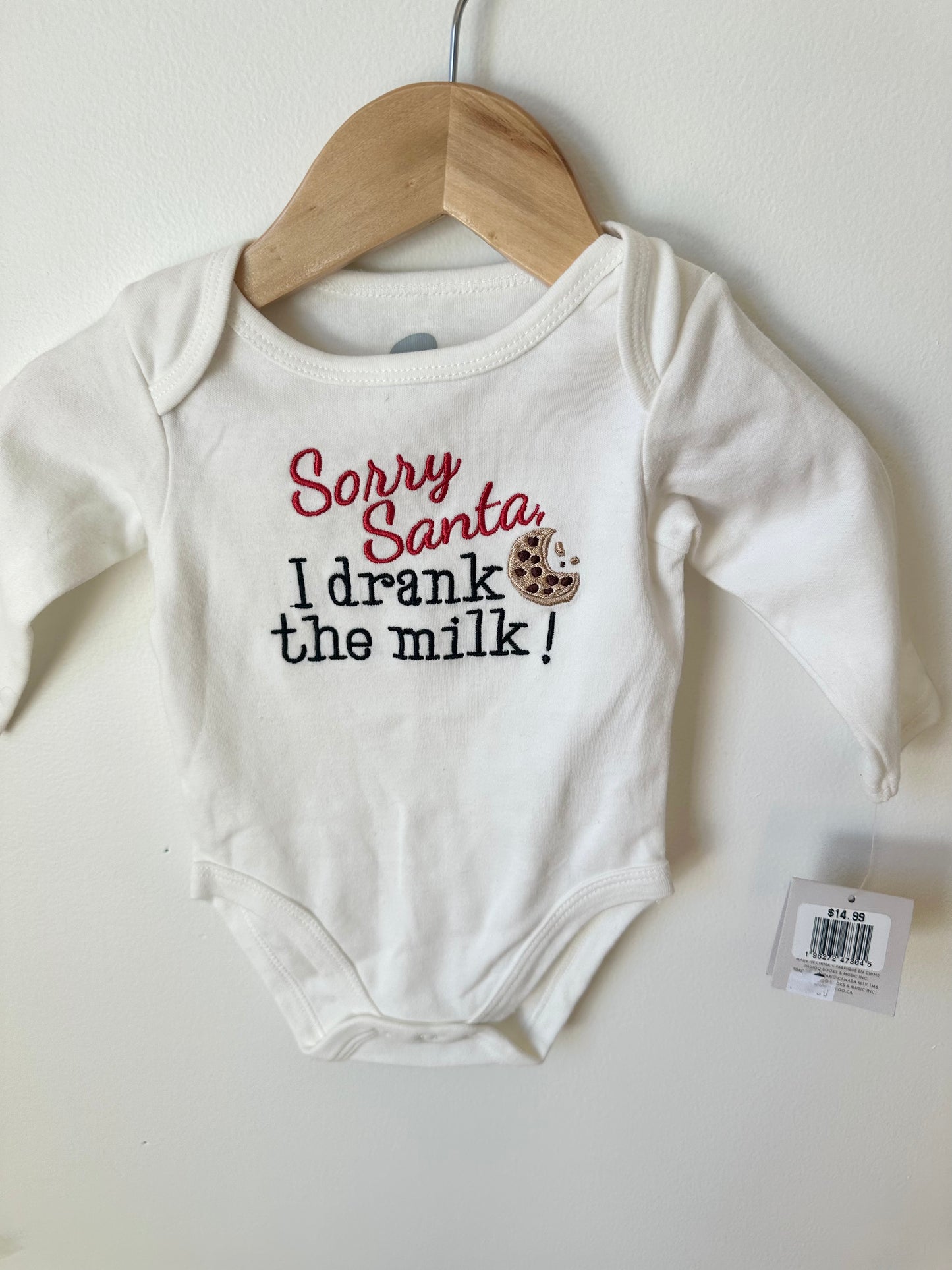 NEW Organic Santa Bodysuit / 3-6m