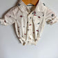 Festive Collared Bodysuit, Pants and Suspenders Set / 3m