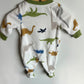 Fleece White Dino Sleeper with Green Collar / 3m