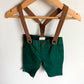 Festive Collared Bodysuit, Pants and Suspenders Set / 3m