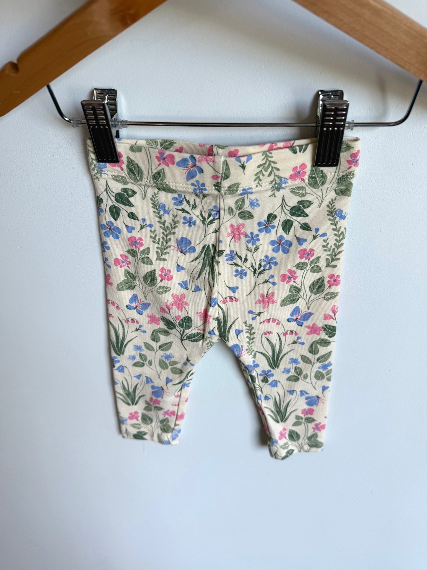 Violet Butterfly Floral Leggings / 3-6m