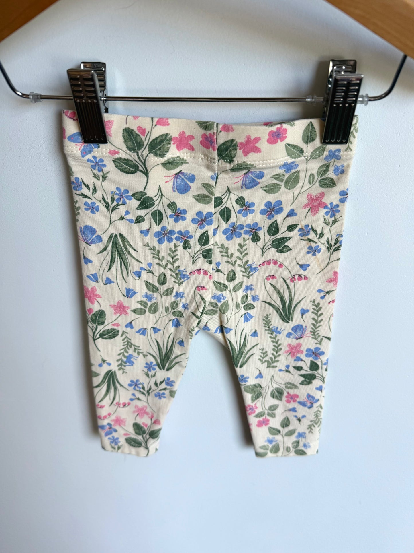 Violet Butterfly Floral Leggings / 3-6m