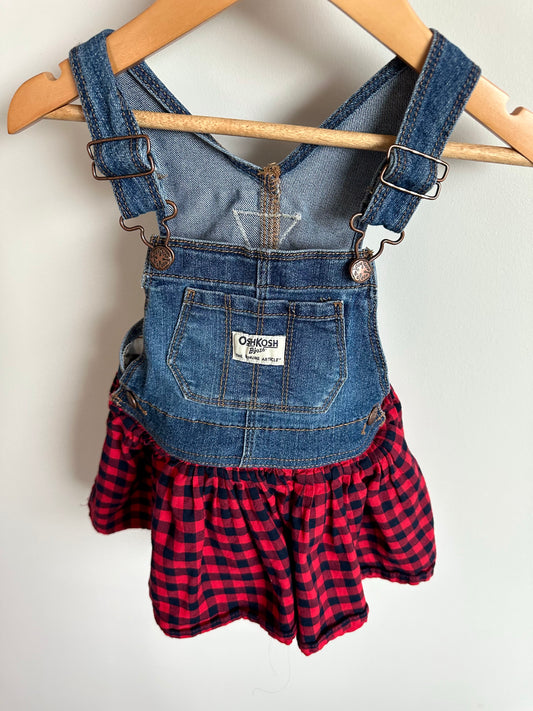 Overall Denim Plaid Dress / 18m