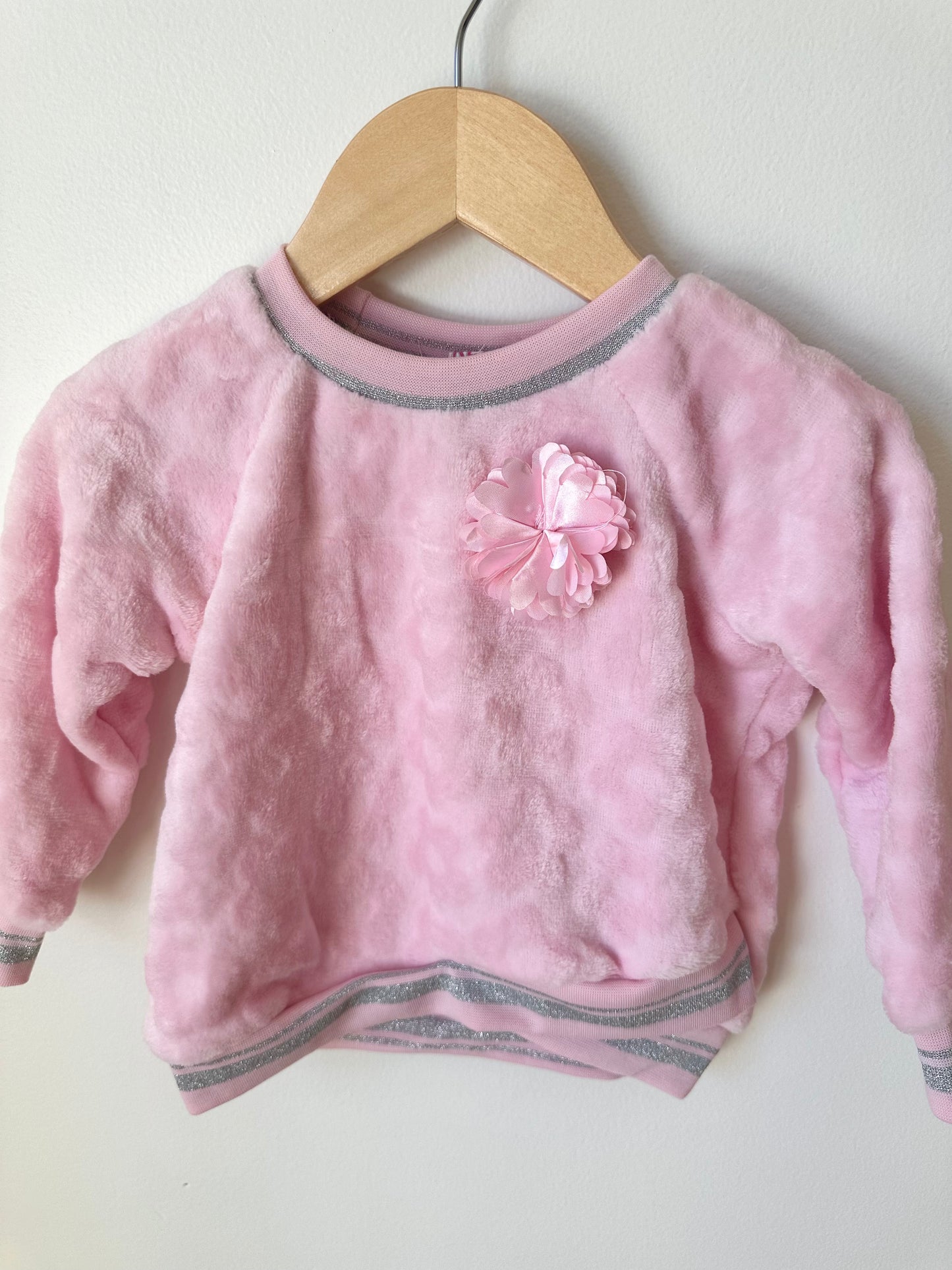 Pink Velour Crew Neck Sweater / 18m