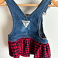 Overall Denim Plaid Dress / 18m