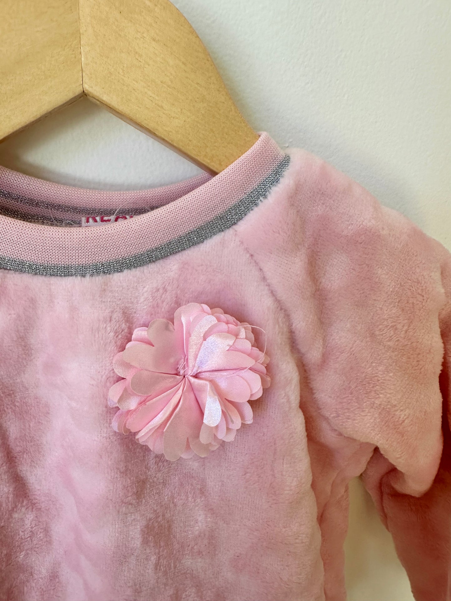 Pink Velour Crew Neck Sweater / 18m