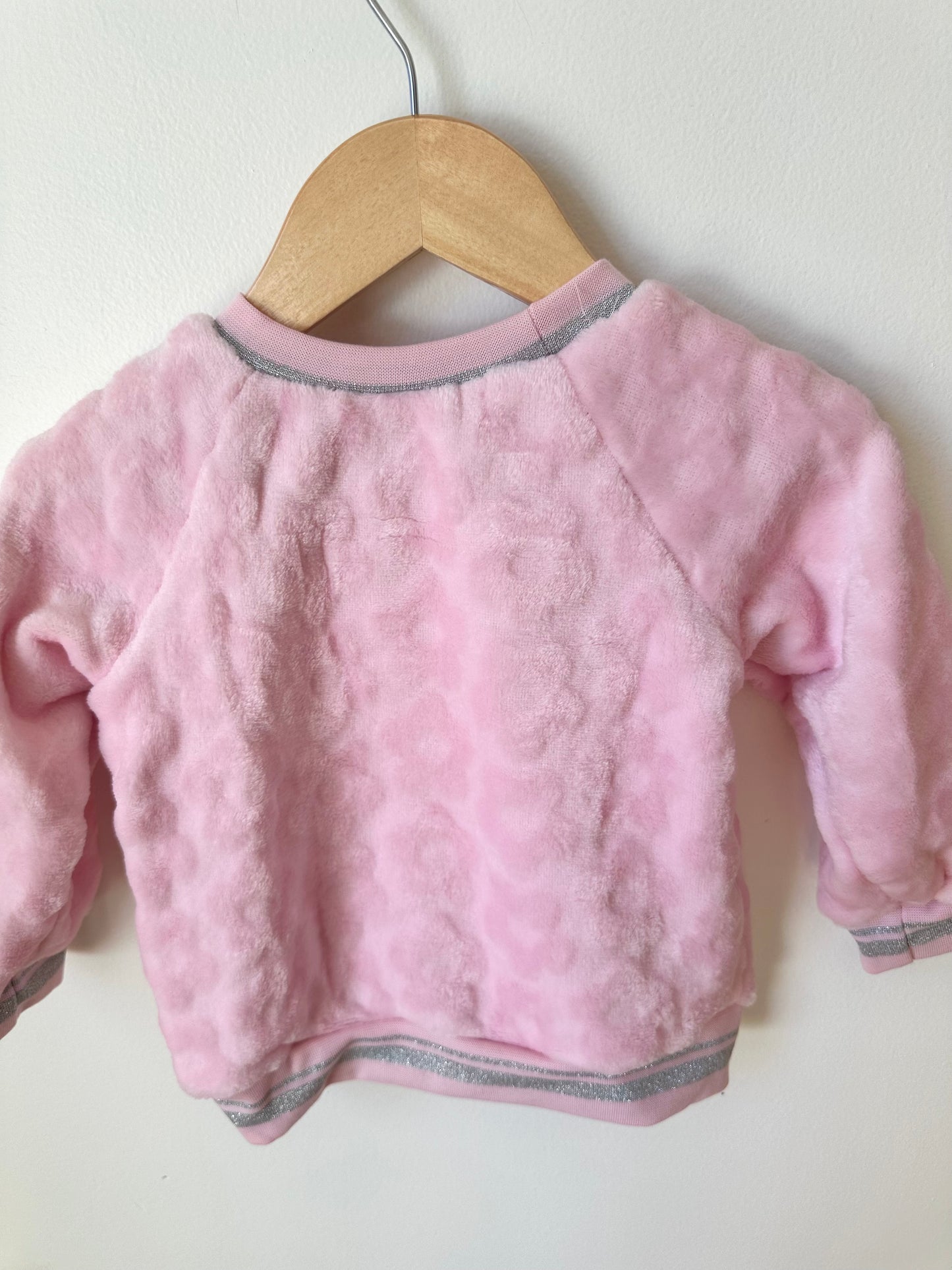 Pink Velour Crew Neck Sweater / 18m