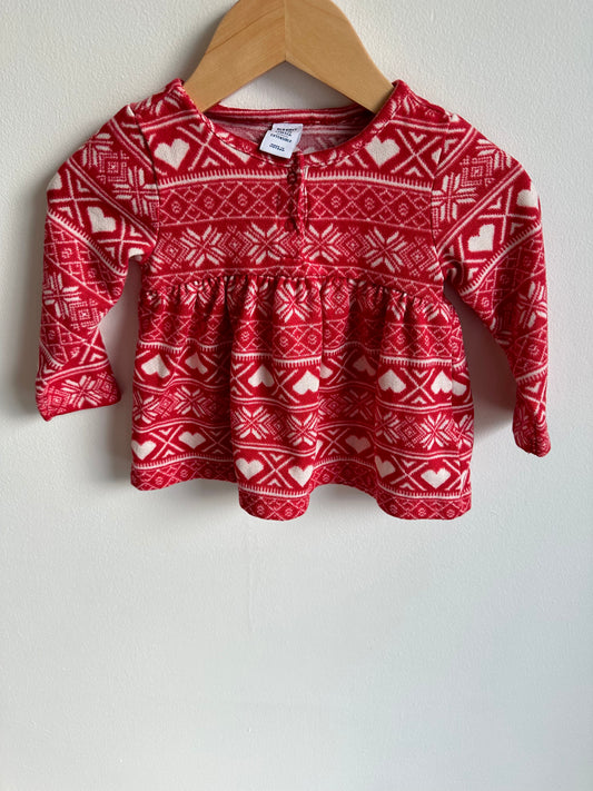 Patterned Heart Long Sleeve / 6-12m