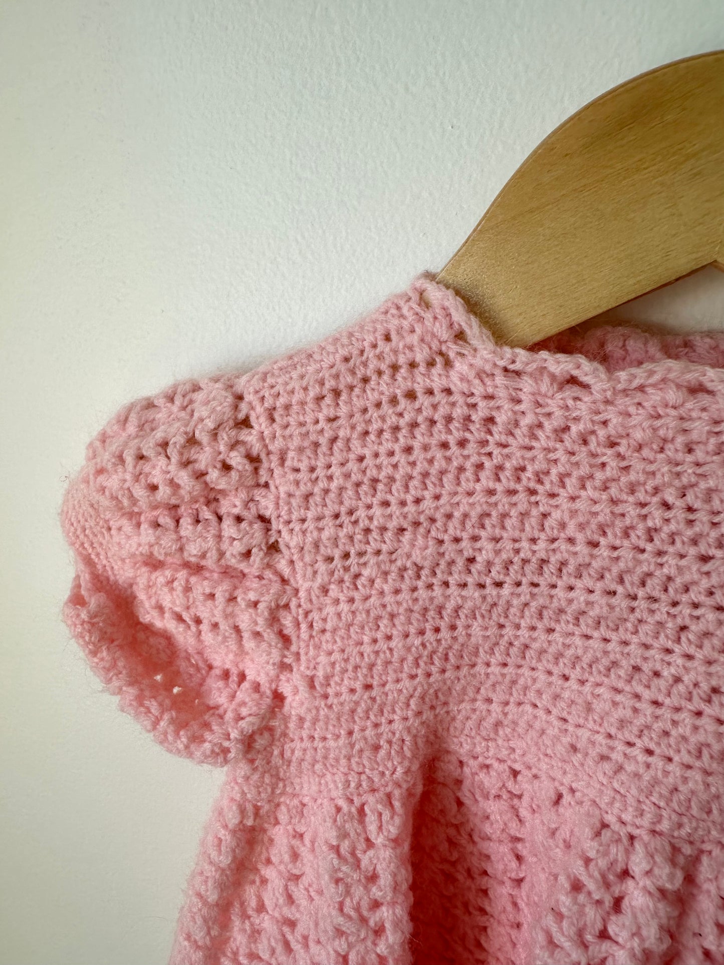 Hand Crafted Pink Knit Dress / 6m