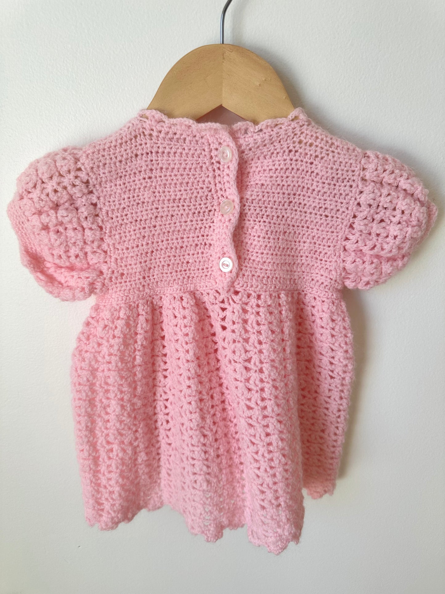 Hand Crafted Pink Knit Dress / 6m