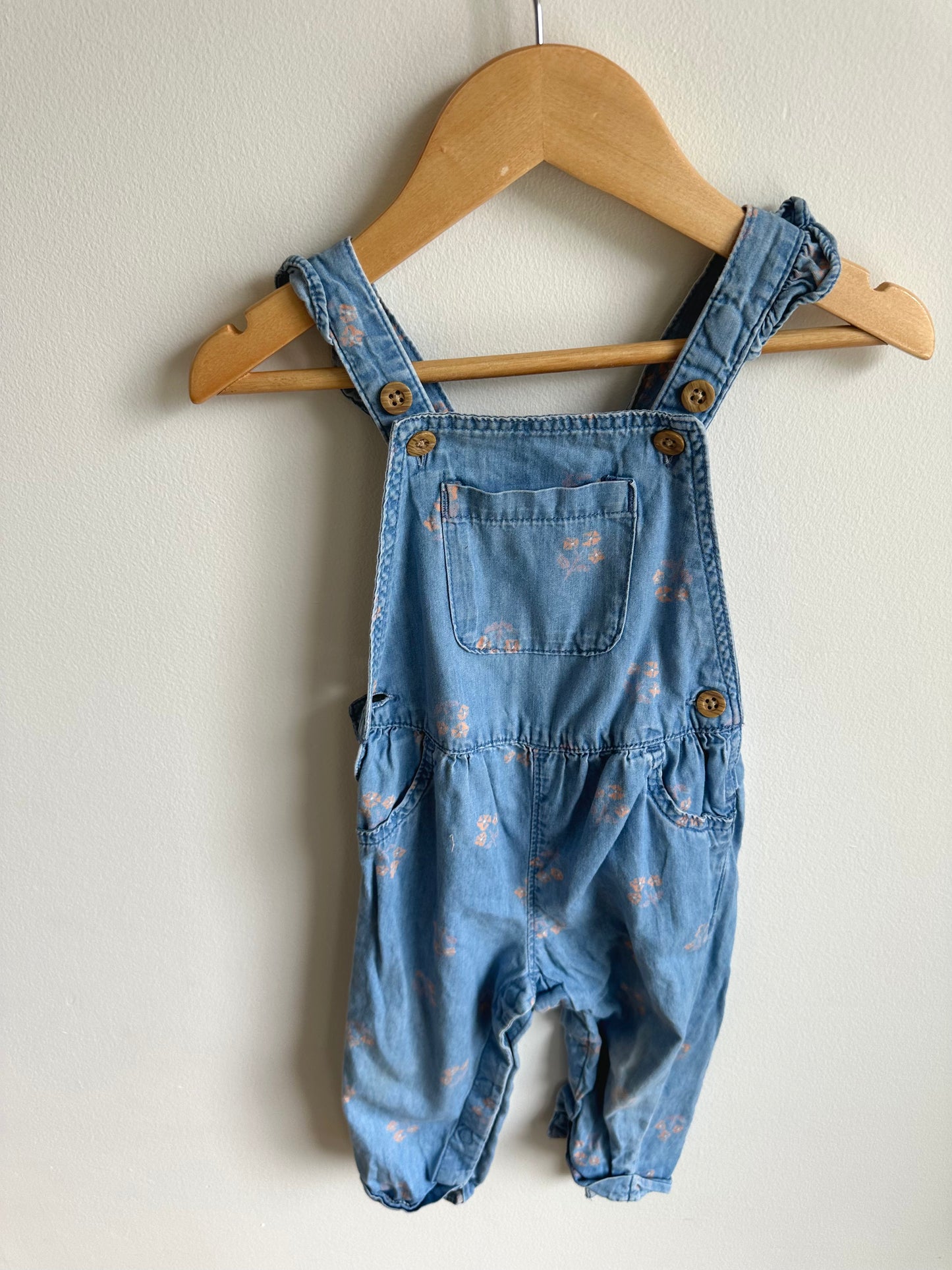 Chambray Flower Overalls / 12m