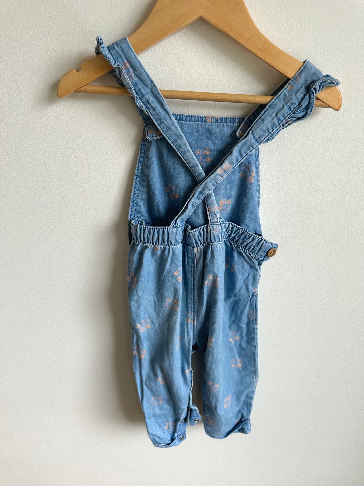 Chambray Flower Overalls / 12m