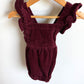 Maroon Ribbed Bubble Romper / 18-24m
