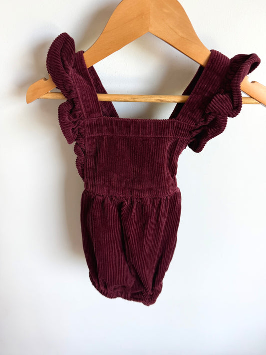 Maroon Ribbed Bubble Romper / 18-24m