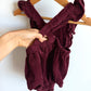 Maroon Ribbed Bubble Romper / 18-24m