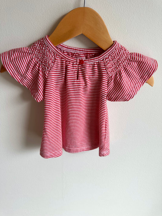 Red Striped Ruffle T-shirt / 0-3m