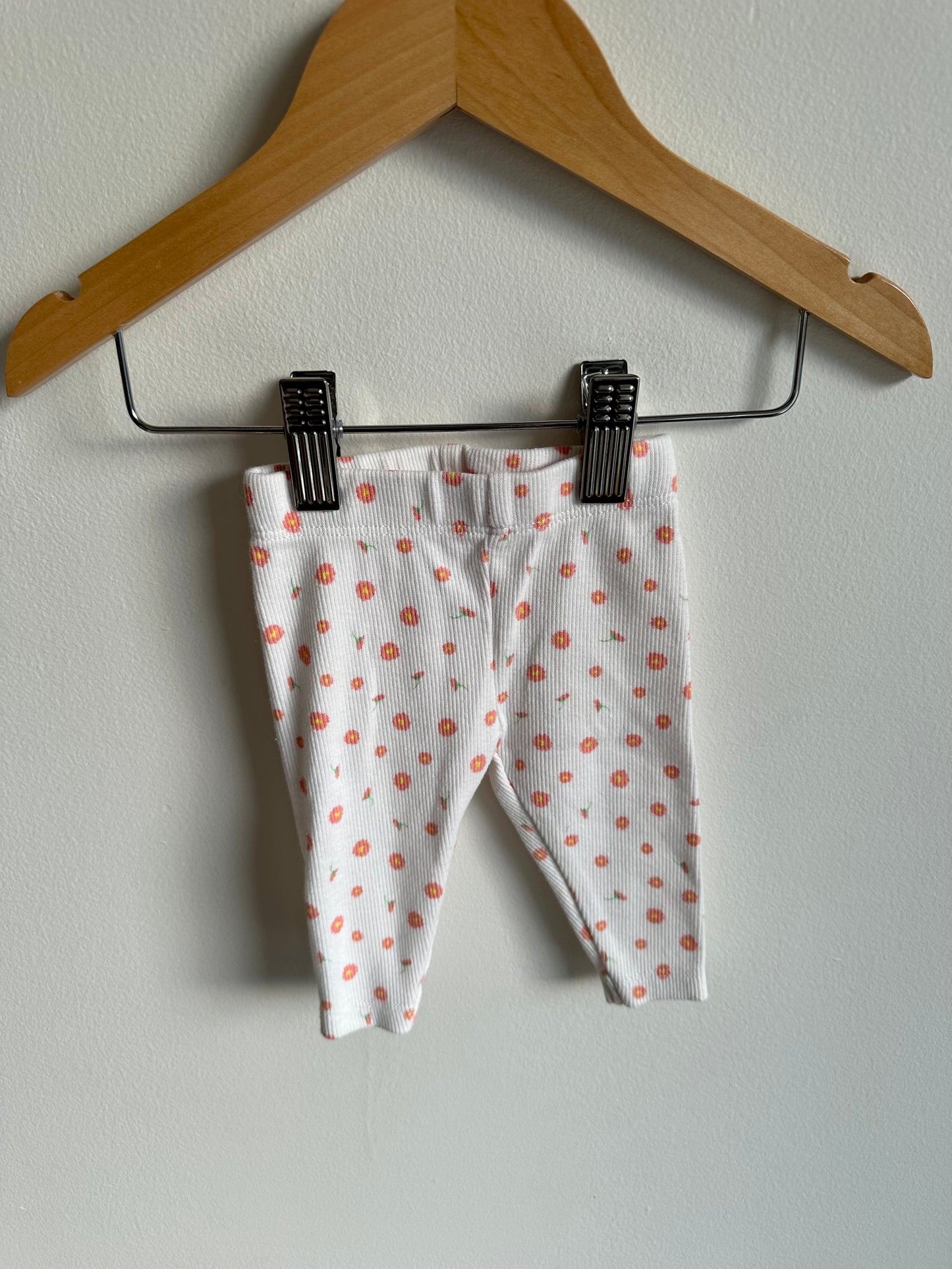 Peach Floral Leggings / 0-3m