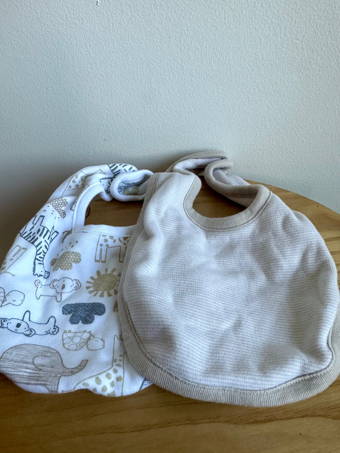 Set of 2 Cotton Triangle Bibs - Jungle + Stripe