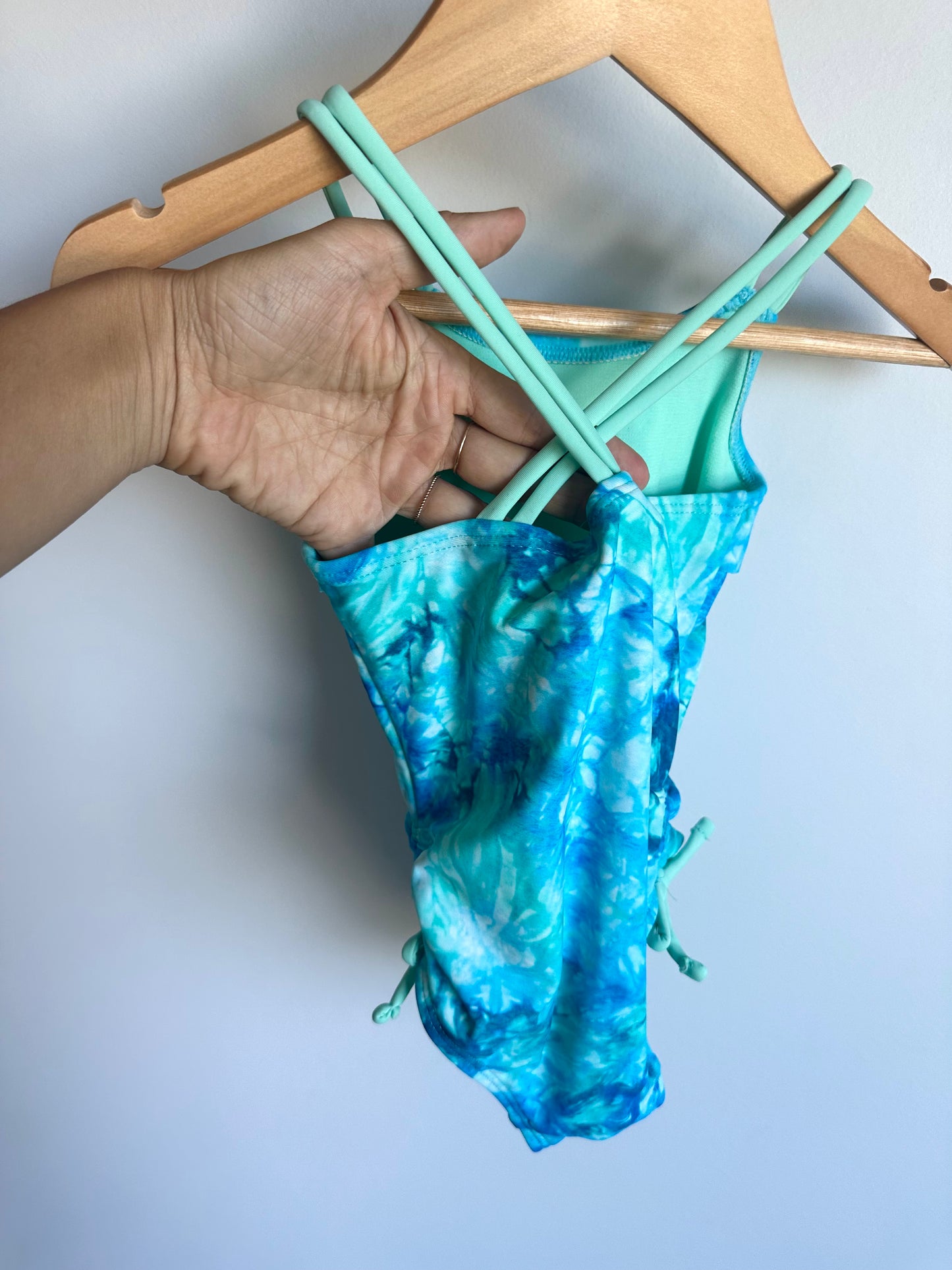 Blue Ruffle Swimsuit / 2T