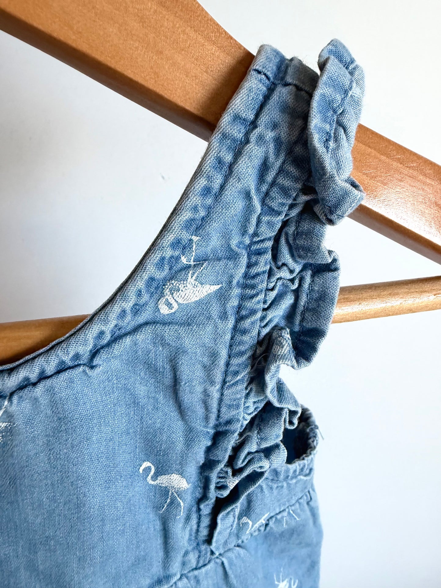 Flamingo Chambray Romper / 18-24m