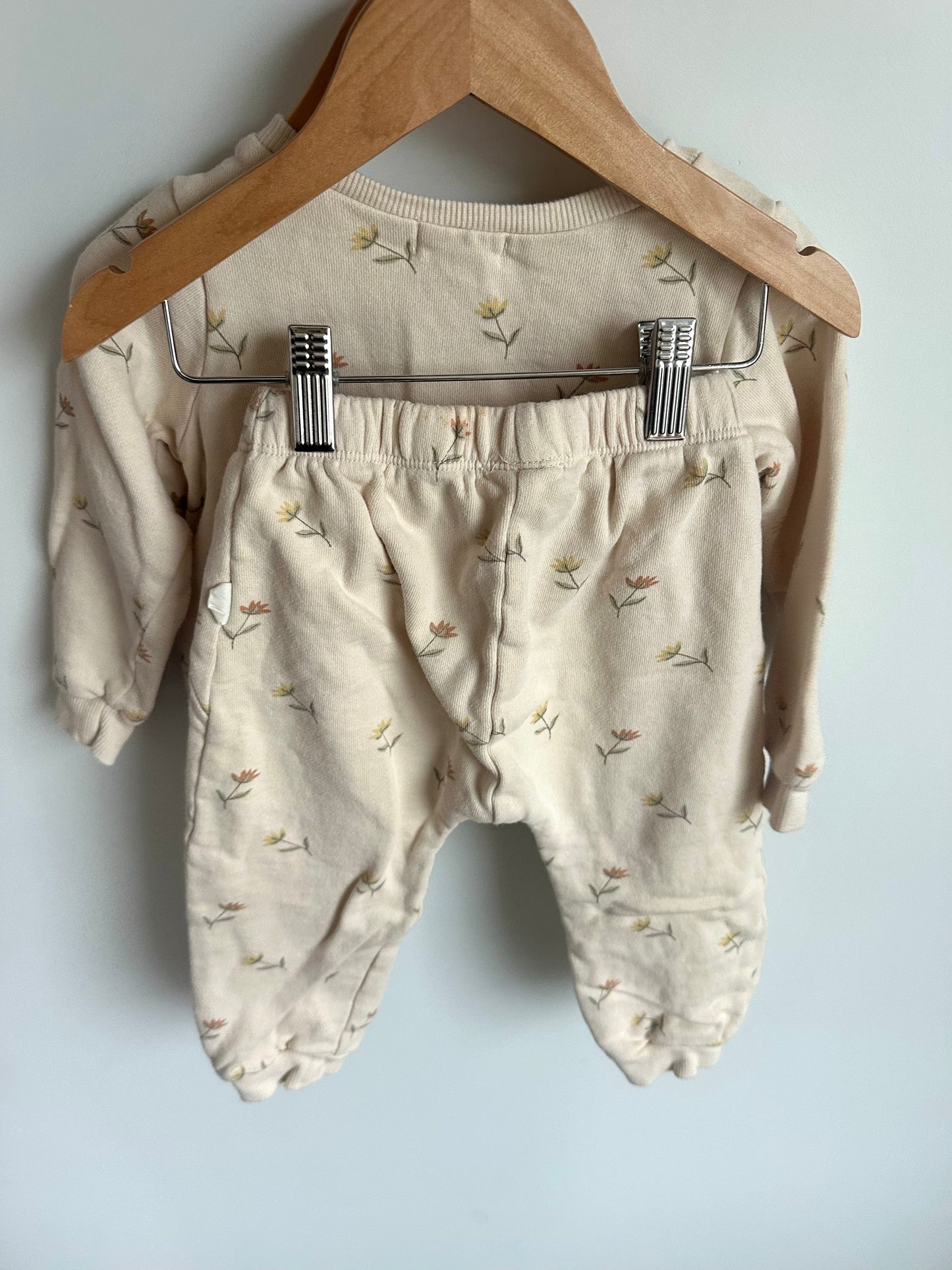 Organic Tan Floral Sweater + Pants Set (PLAY) / 3T