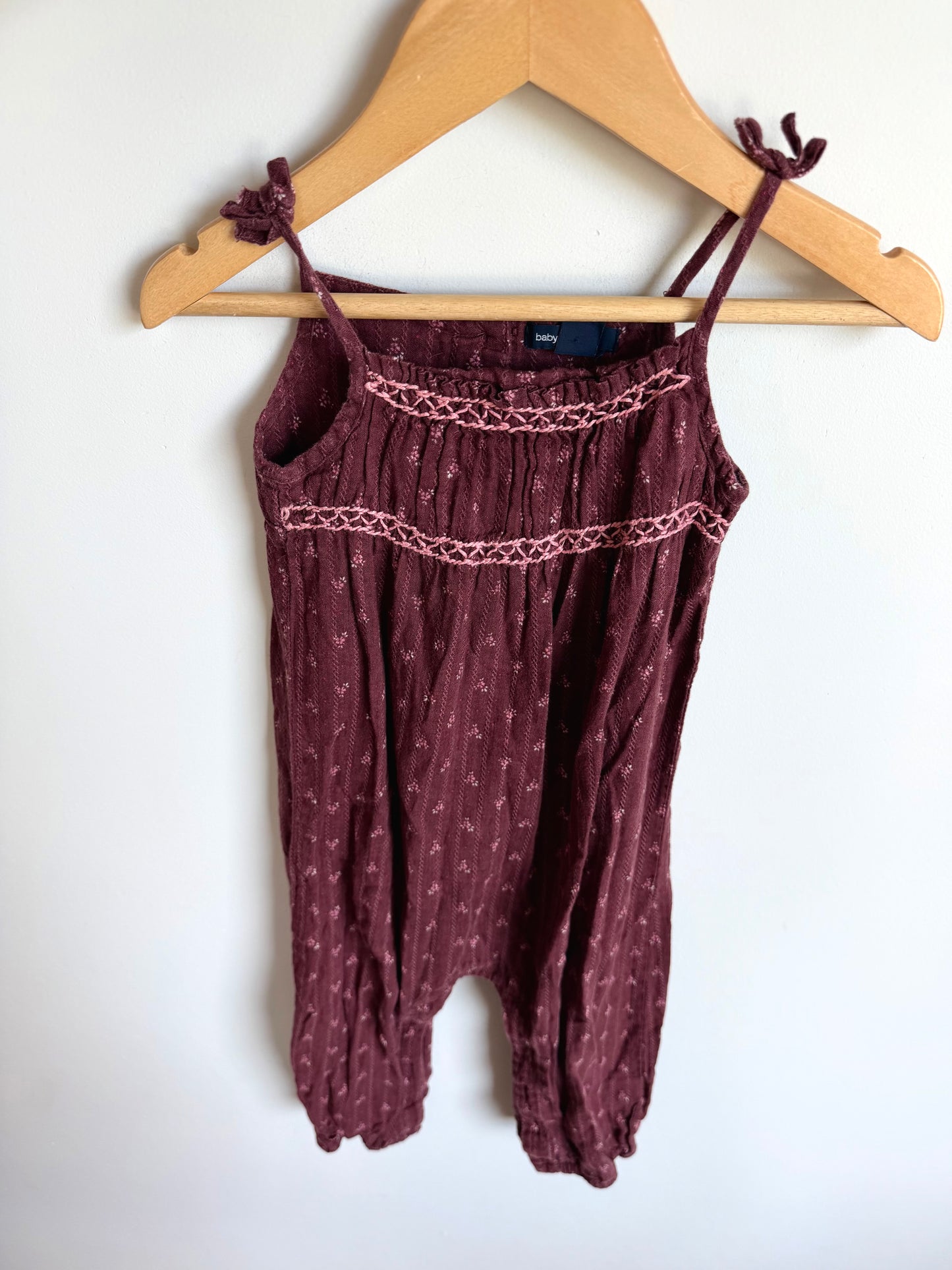 Gap Maroon Floral Jumpsuit / 18-24m